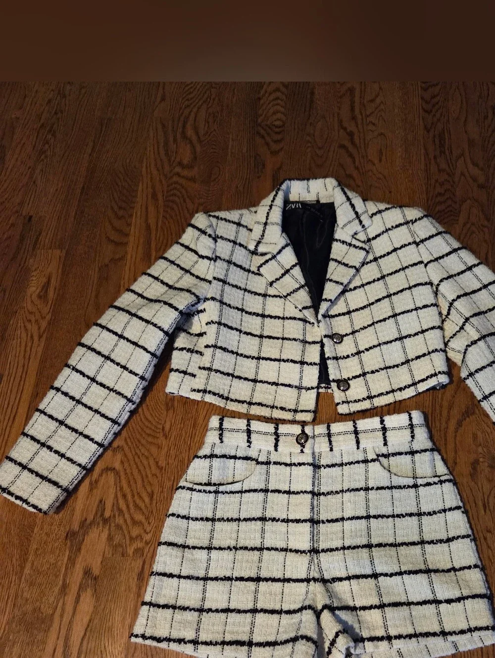 ZARA Tweed Set – Blazer & Shorts Size M/S - Picture 16 of 16